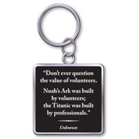 Keychain With Quote"The Value Of Volunteers"